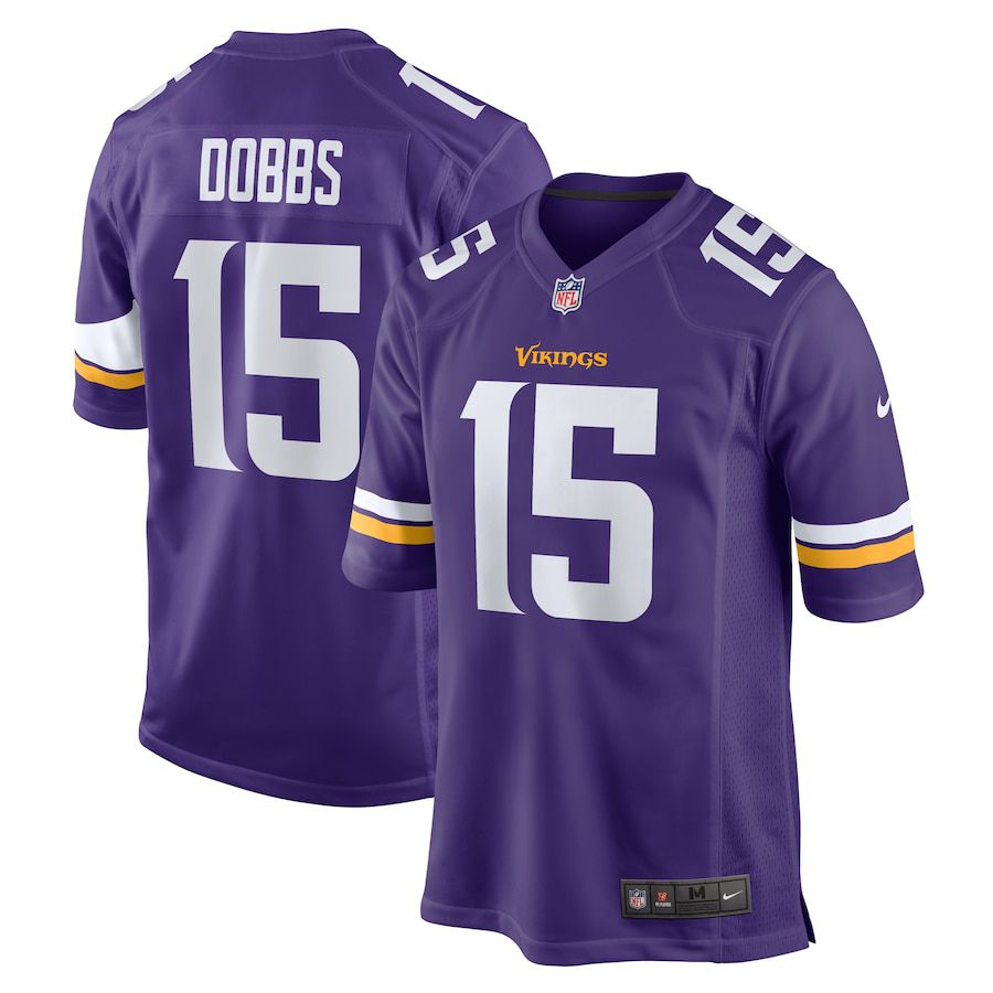 Men Minnesota Vikings #15 Joshua Dobbs Nike Purple Game NFL Jersey->detroit lions->NFL Jersey